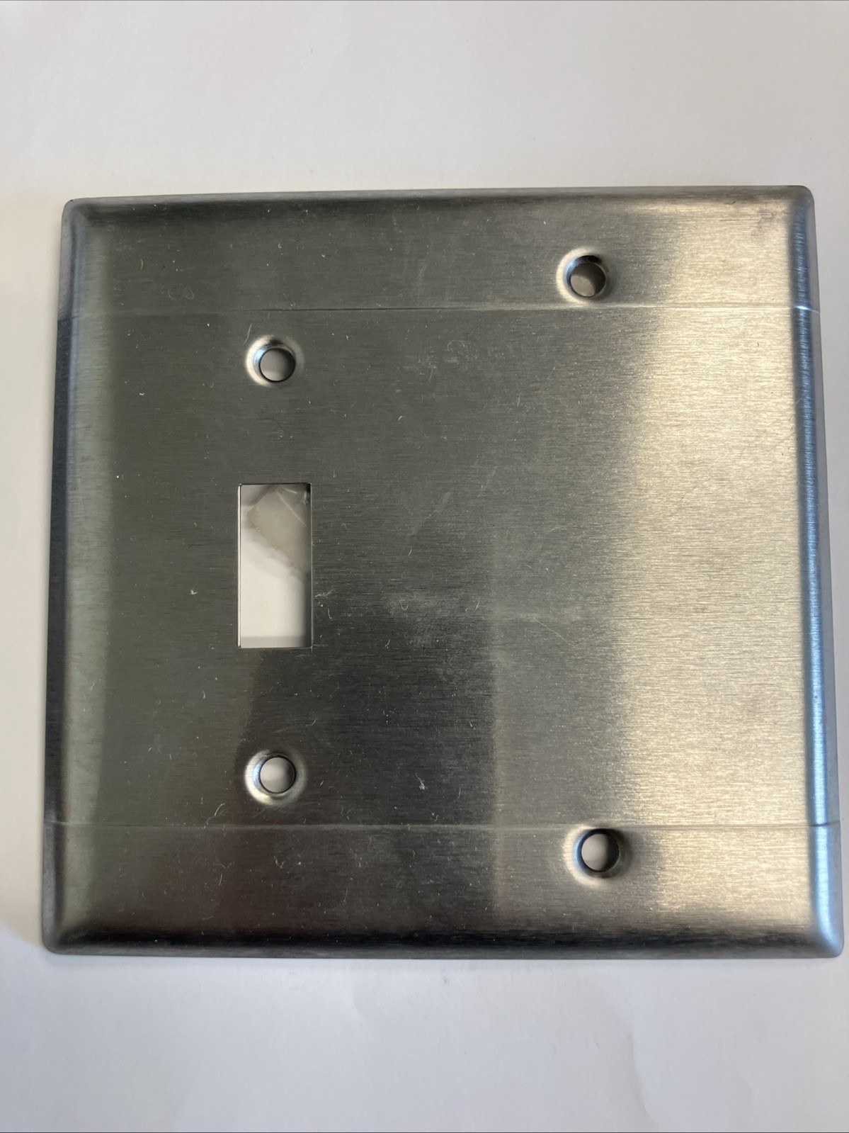 UNBRANDED 2-GANG COMBO BLANK / TOGGLE WALL SWITCH PLATE STAINLESS STEEL