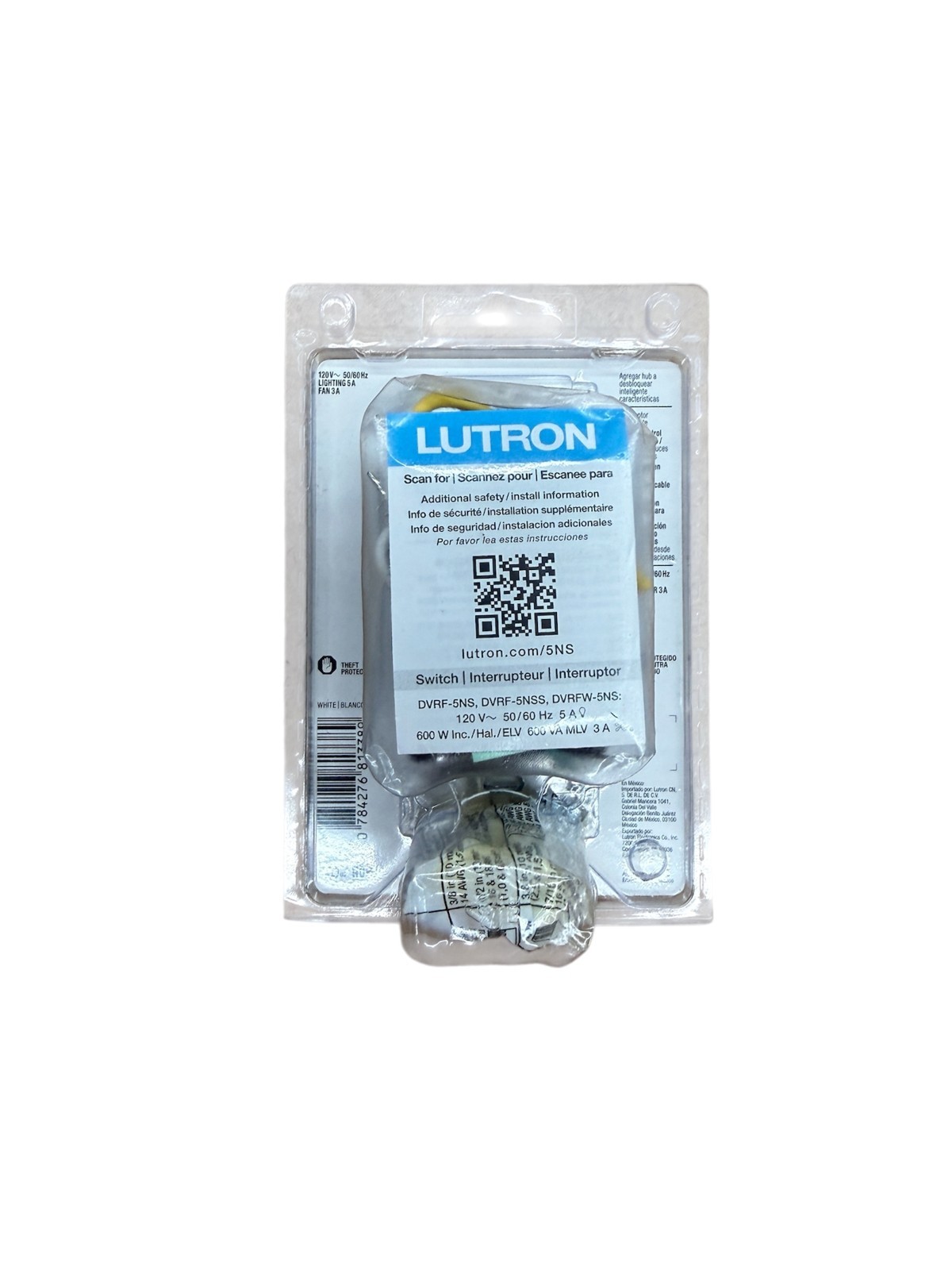 Lutron DVRF-5NS-WH-R Caseta Claro Smart Switch 5A Single Pole/3-Way White