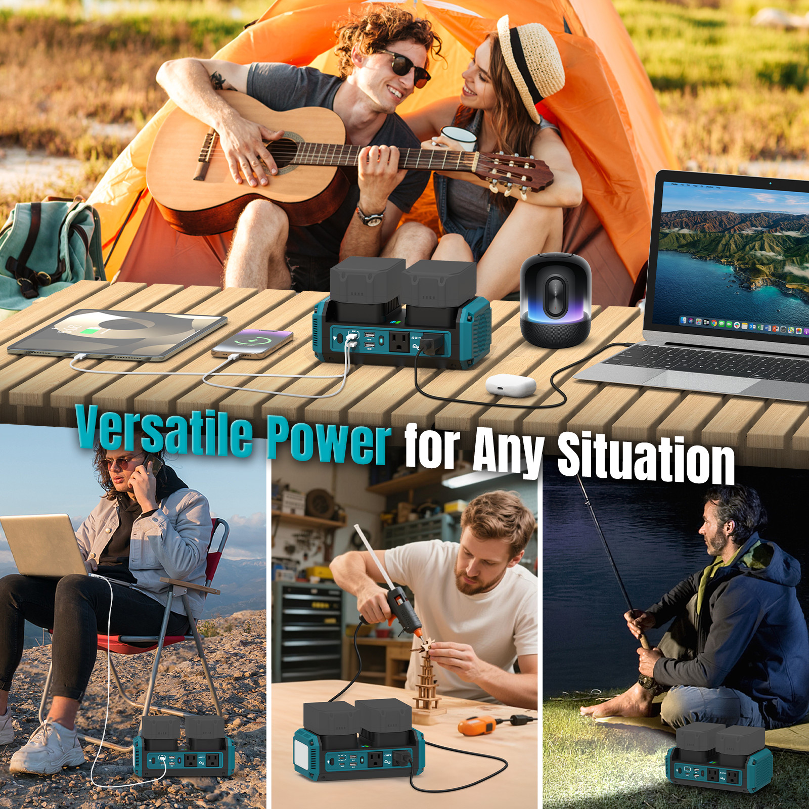 350W Pure Sine Wave Inverter for Makita 18V Portable Camping Generator USB-C 140