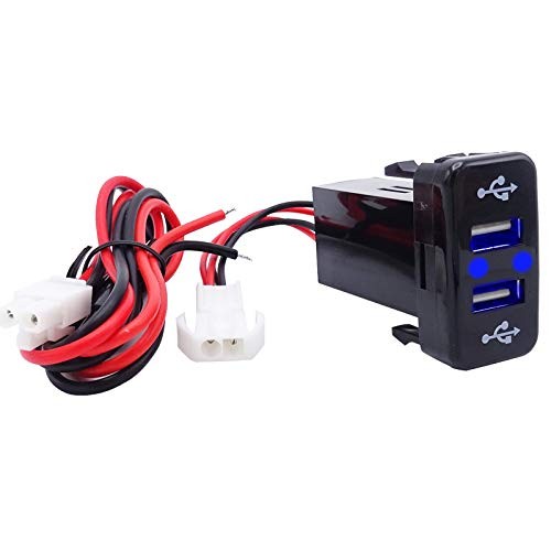 Dual USB Power Socket Charger LED Power Outlet 2.1A Blue LED Light Compatible