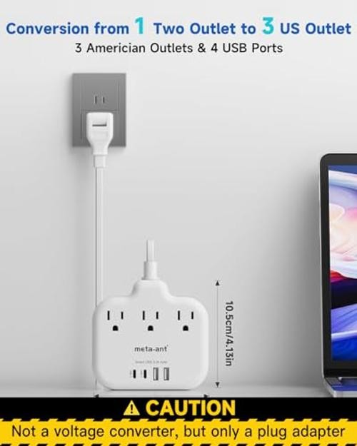 US to Japan Adapter, 2 Prong to 3 Prong Outlet Adapter with Type A-Japan China