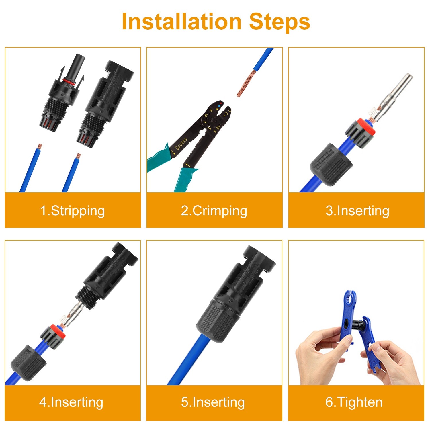 10 Pairs Male Female Wire Cable Connector Set Solar Panel Connectors Waterproof