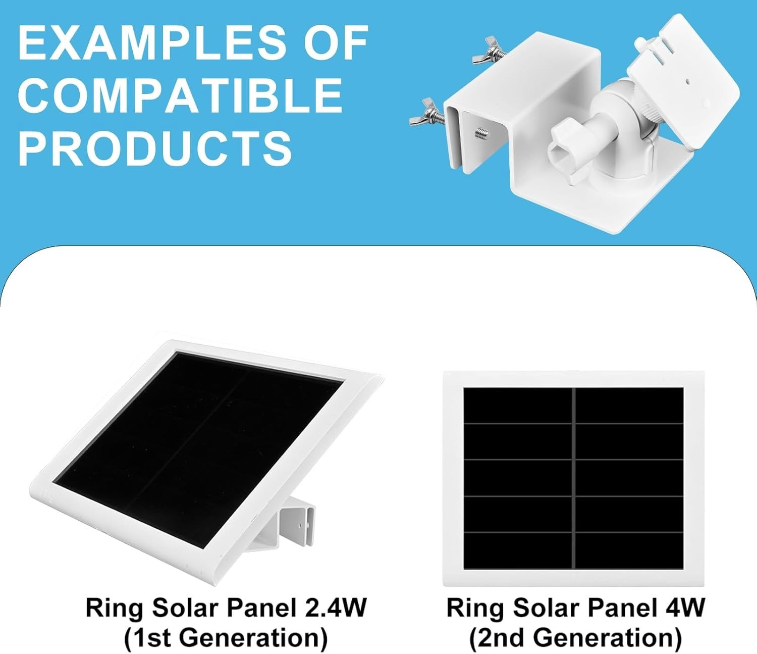 Adjustable Solar Panel Gutter Mount for Ring Weatherproof Aluminum Alloy Bracket