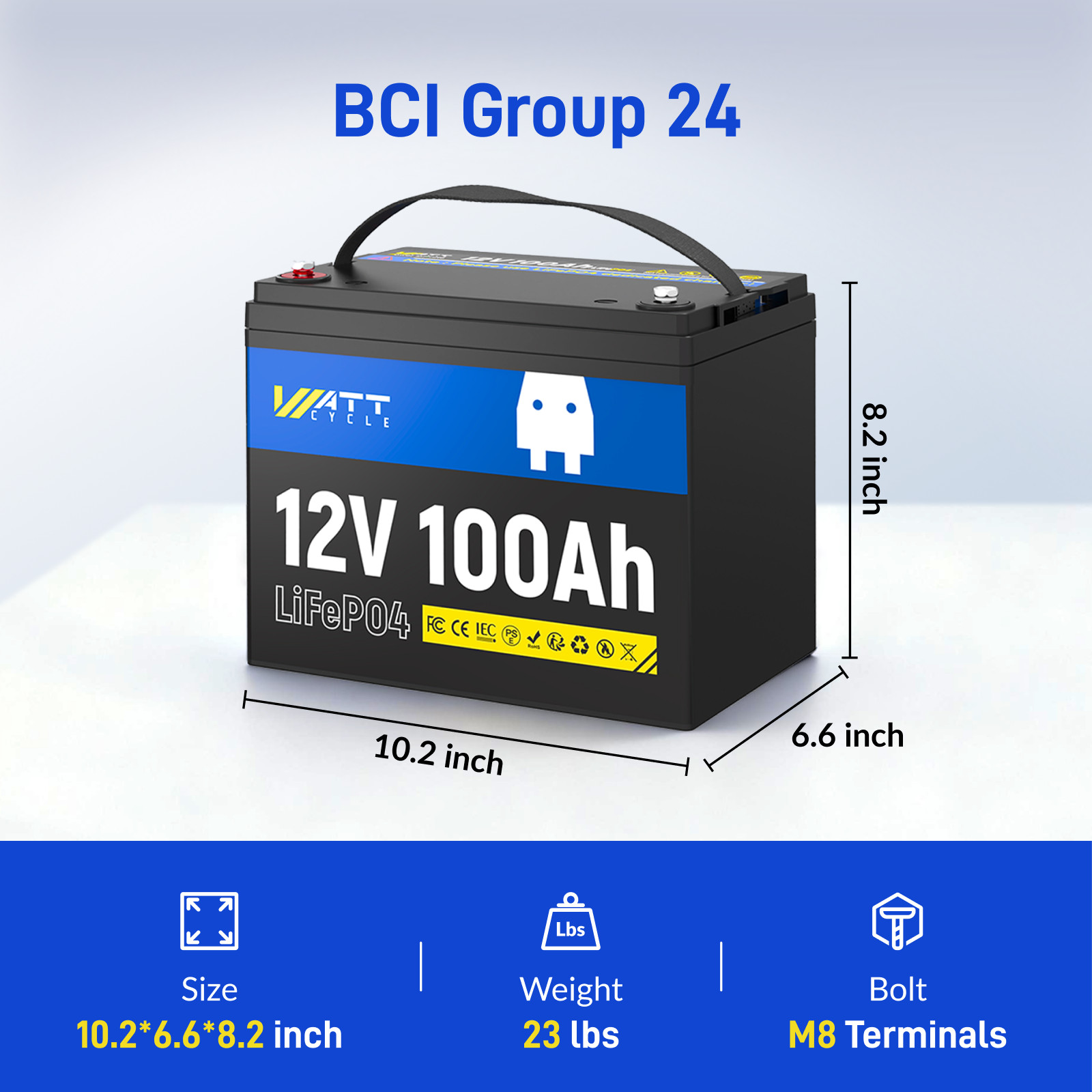 12V 20Ah 50Ah 100Ah Lithium Iron Phosphate Battery for RV Camping Boat Yacht