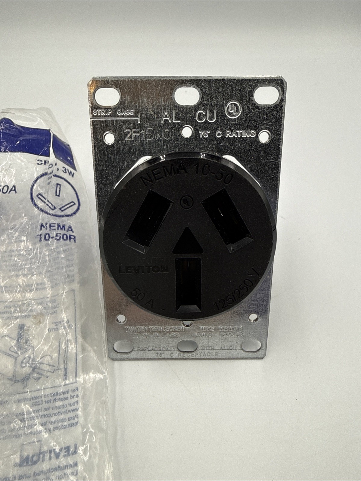 Range Stove Oven Outlet Receptacle 50A 125/250V Black 4 Wire Flush Mount 50 Amp