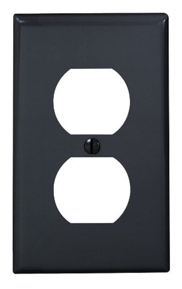 Duplex Device Receptacle Wallplate, Standard Size, Black, Thermoplastic Nylon
