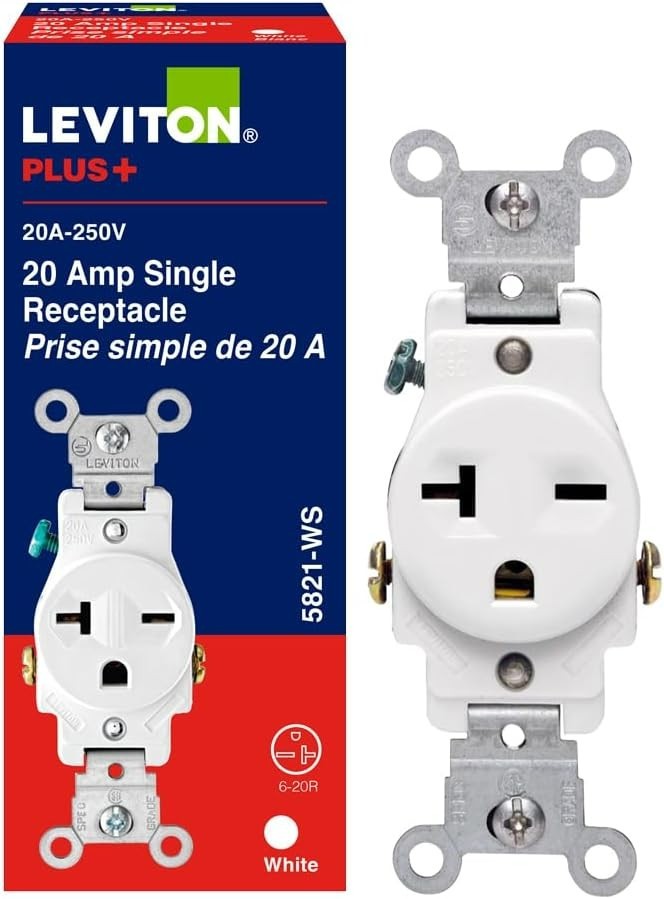 NEMA 6-20R 20 Amp Single Receptacle Outlet – 250V for Hotels, Schools, Offices