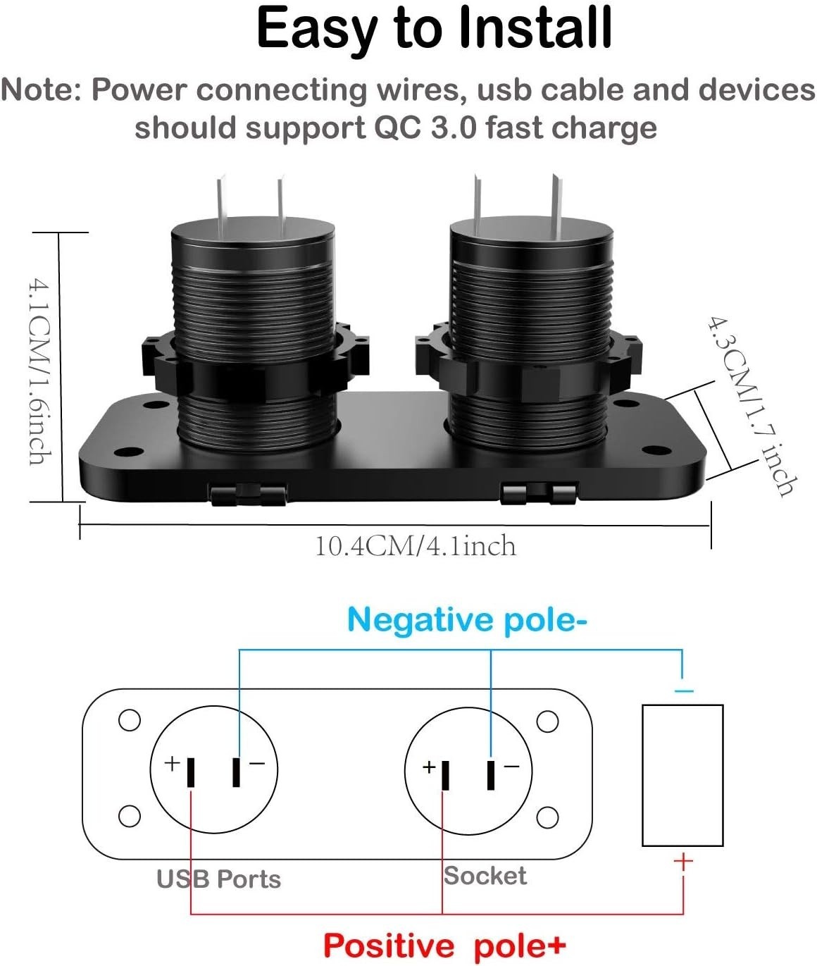 Dual USB Charger with Waterproof Rating for Cars and RVs – 18W Power