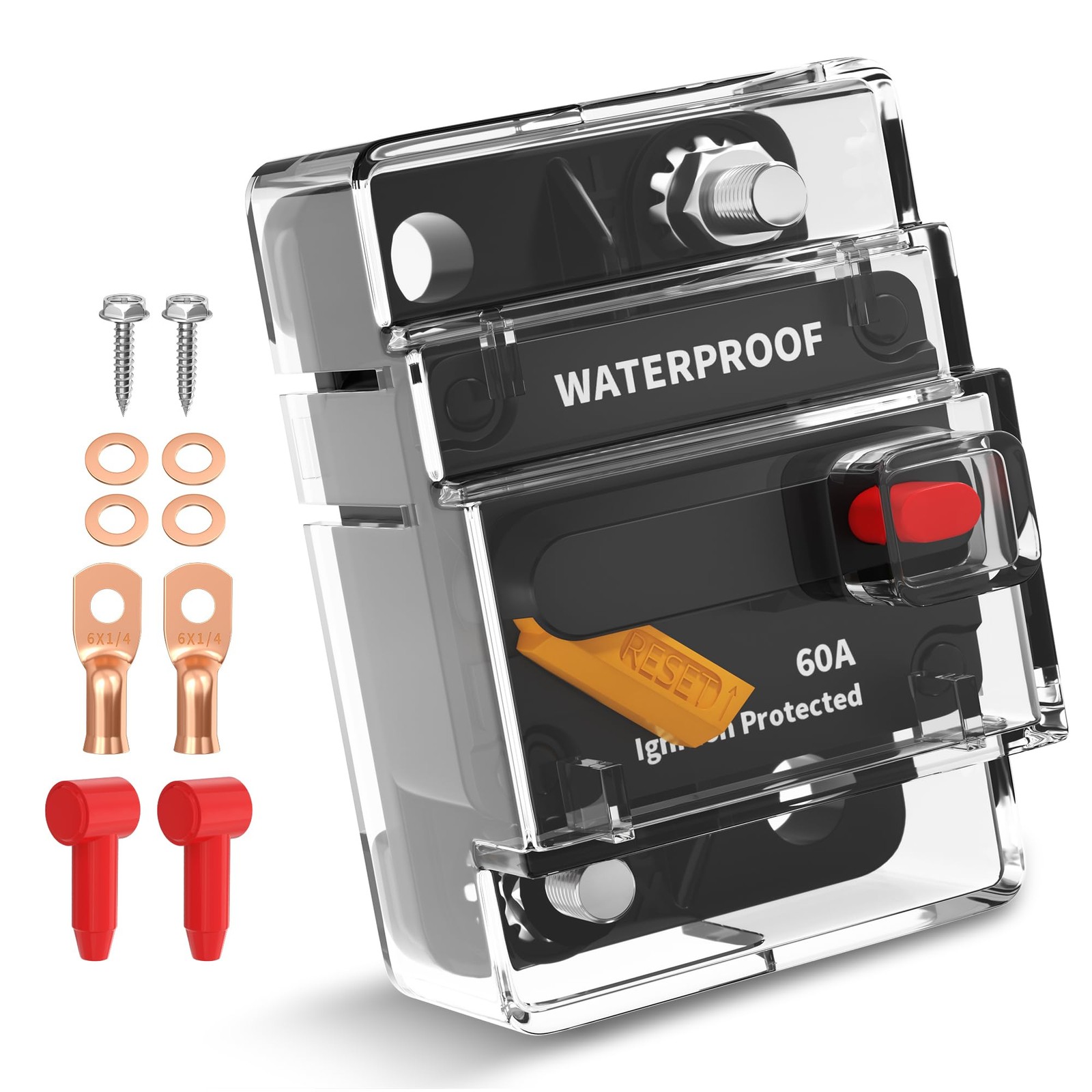 60 Amp Circuit Breaker with Manual Reset Switch, Waterproof DC 12V-48V…