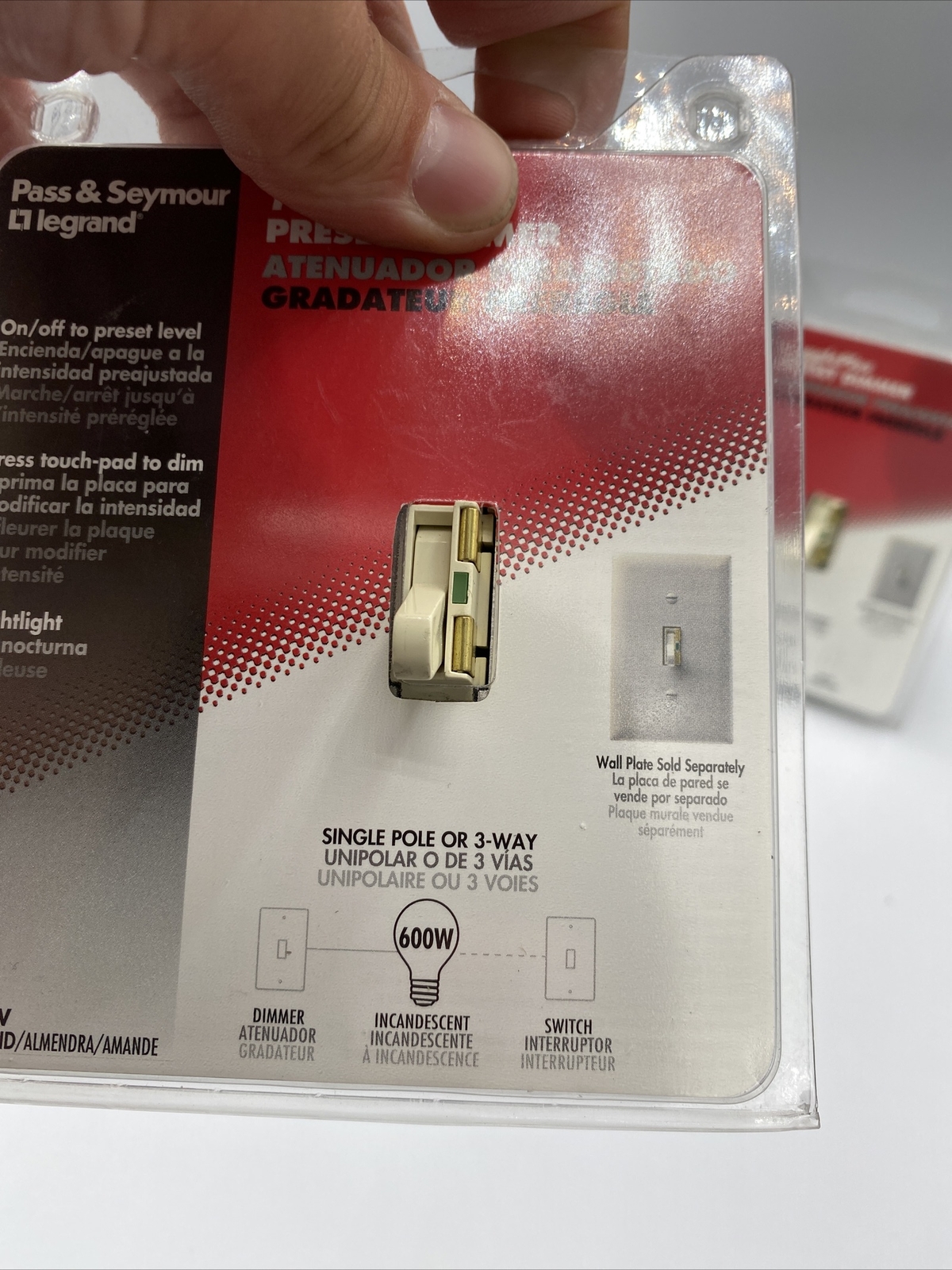 LOT OF 3 Pass & Seymour Legrand Toggleplus preset dimmer T600ELAV almond color