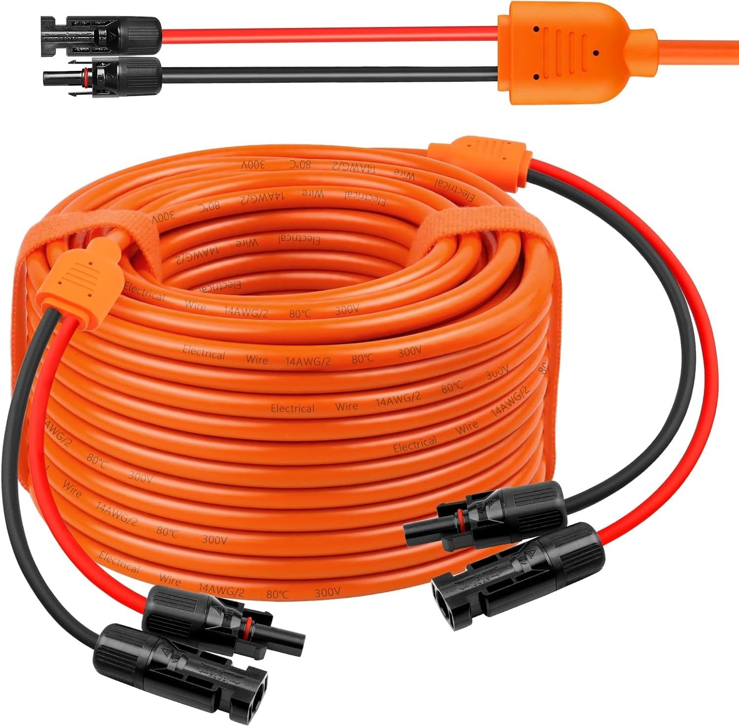 100FT Solar Panel Extension Cable – 10AWG/14AWG IP68 Waterproof Wire Set