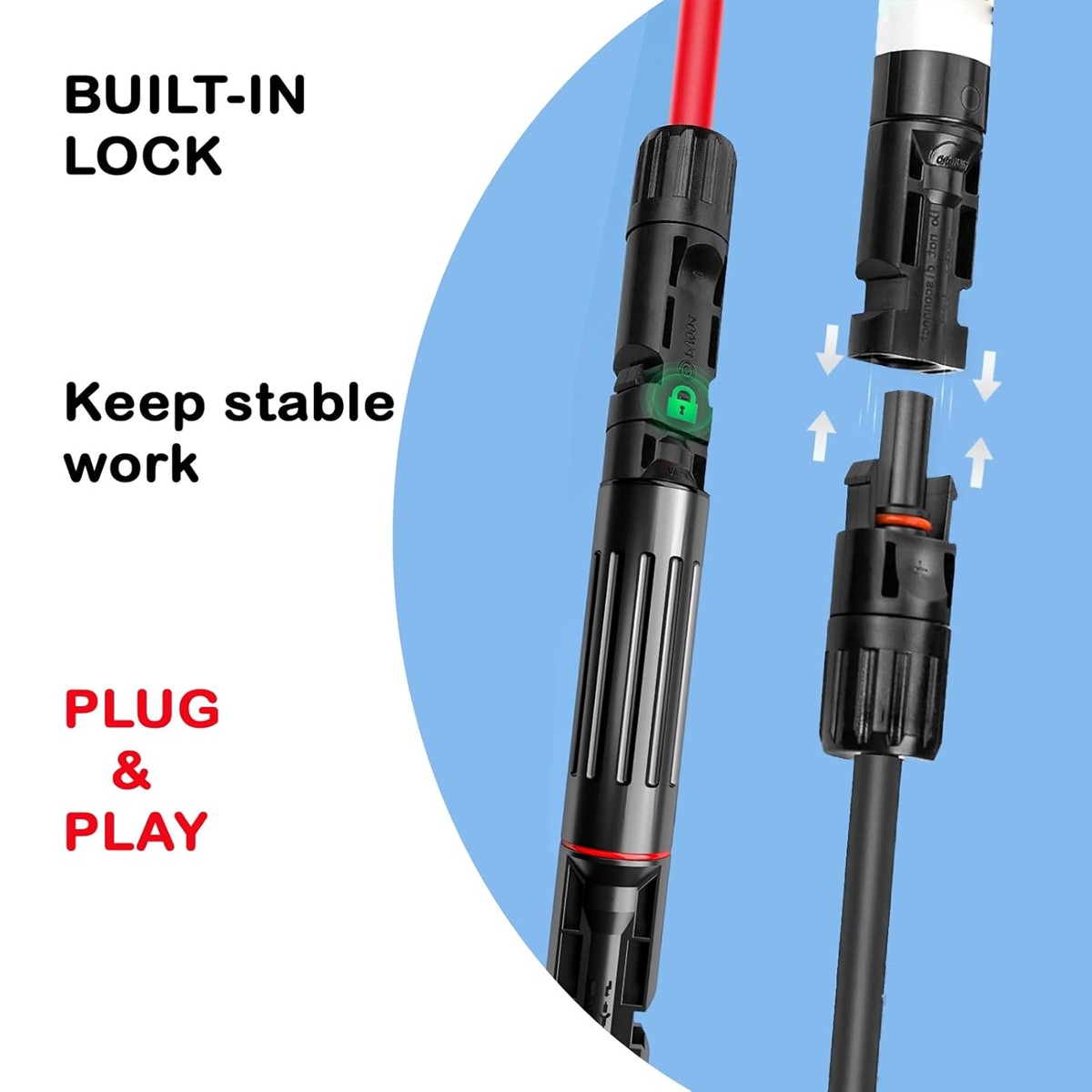10~32A Quick Release Fuse Holder In-line Solar Panel Cable PV Connector 1000V DC
