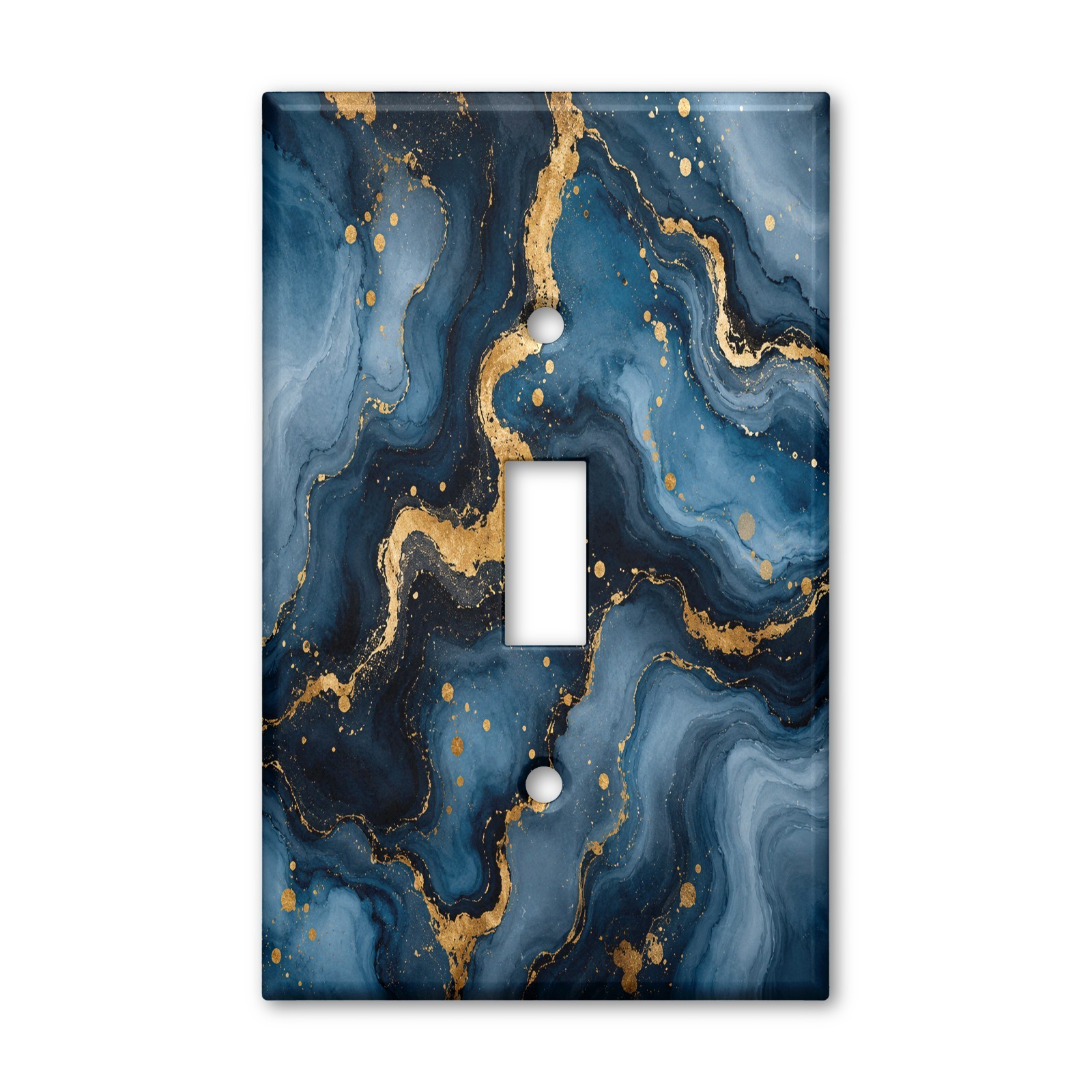 Blue Gold Marble Switch Plate Cover, Navy Abstract Light Switch Cover, Modern Lu