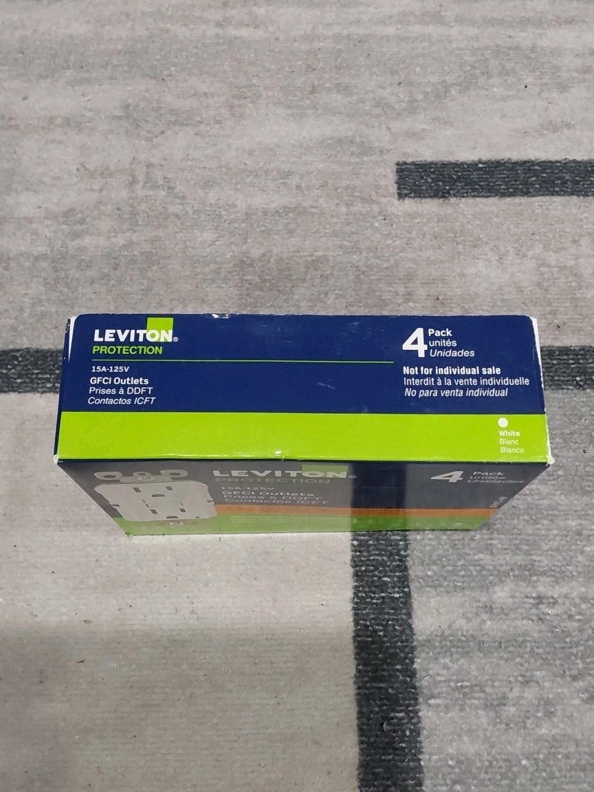 Leviton M22 GFNT1-4W 15A 125V GFCI Duplex Wall Outlet (4-Pack) White – NEW B3