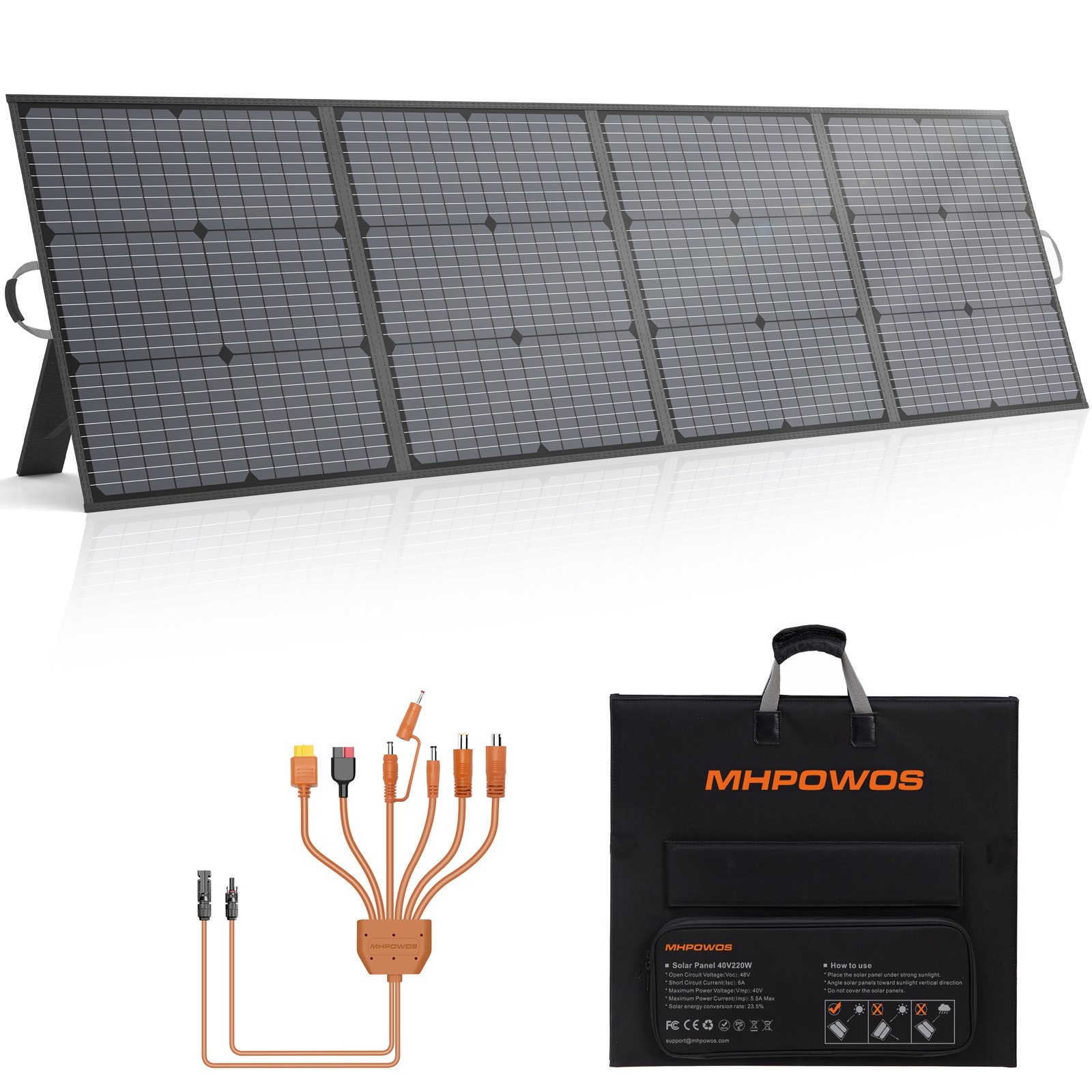 MHPOWOS 220W Portable Solar Panel for Jackery Explorer 1000 v2 Power Station