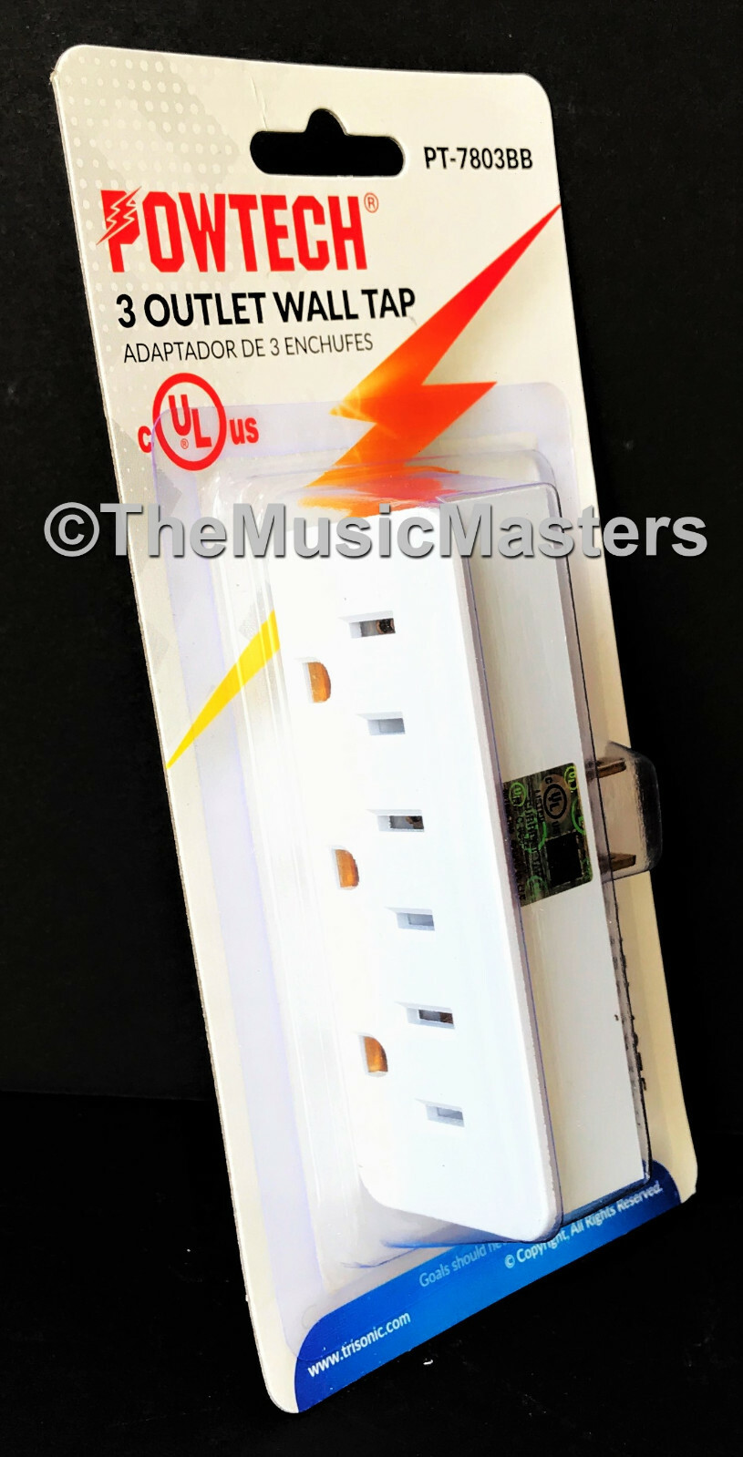 2X Grounded 3 Outlet Triple AC Wall Plug Power Splitter 3-Way Electric Adapter