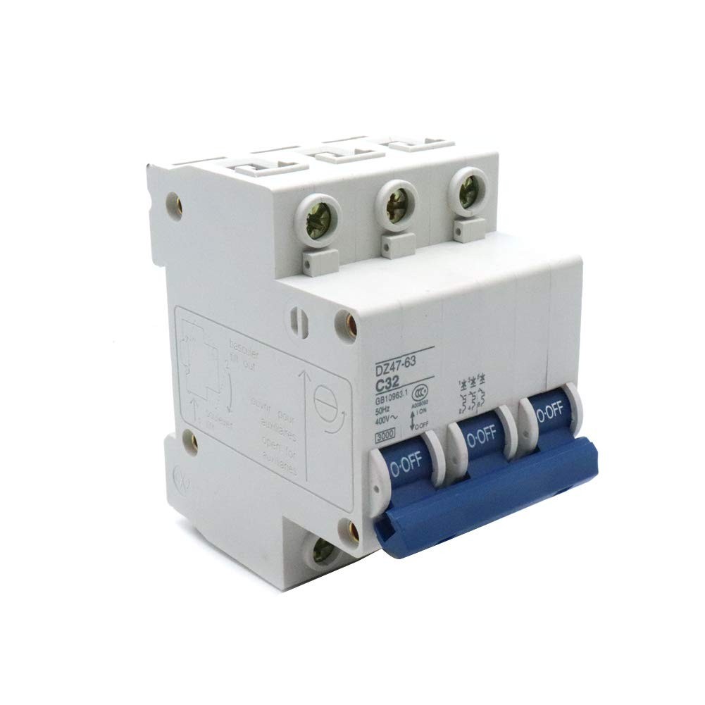 DIN Rail Mounted Circuit Breaker AC 400V 32A 3 Pole DZ47-63 C32