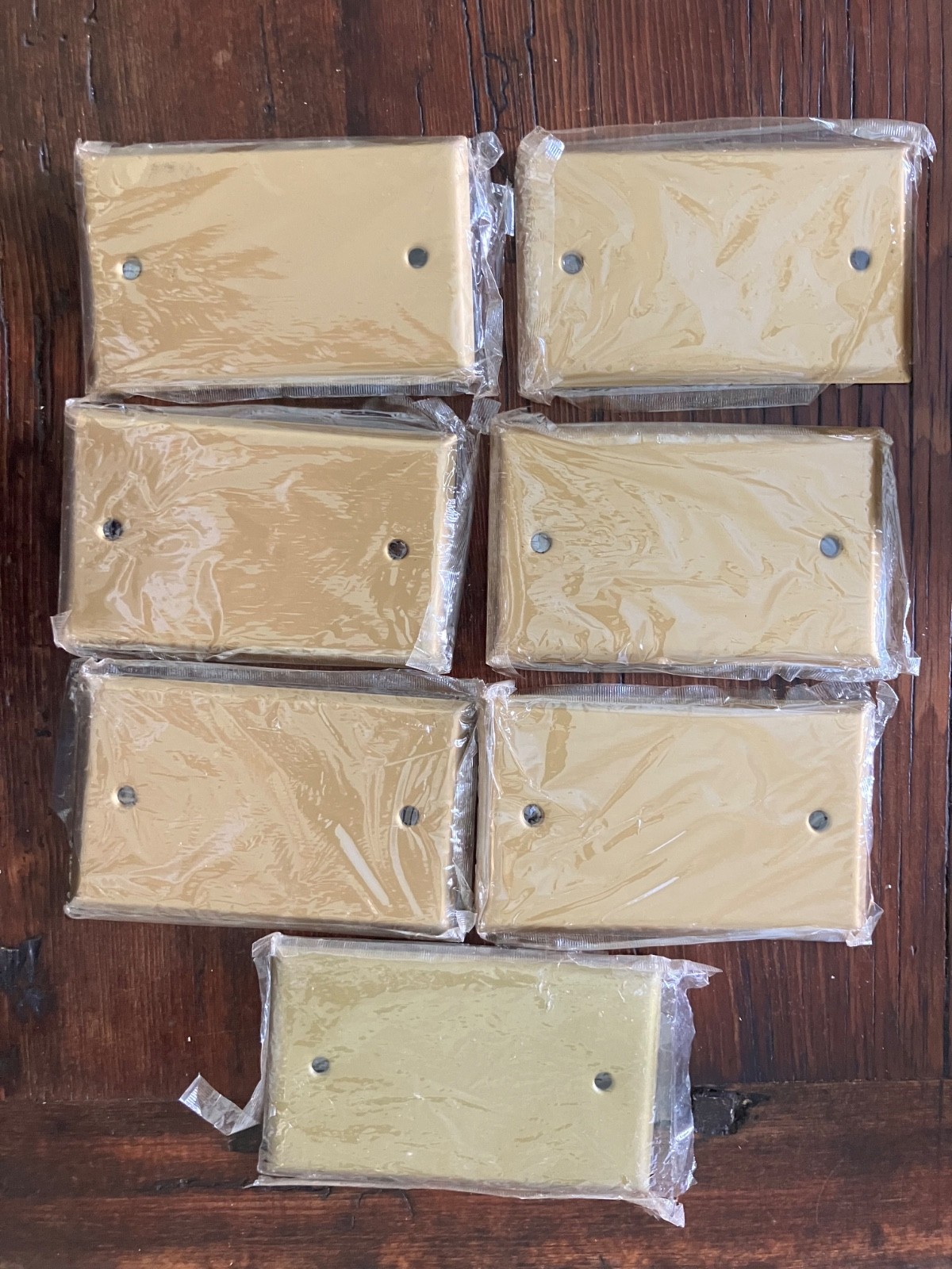 New Old Stock Vintage Lot of 7 Brass Blank Light Switch Covers