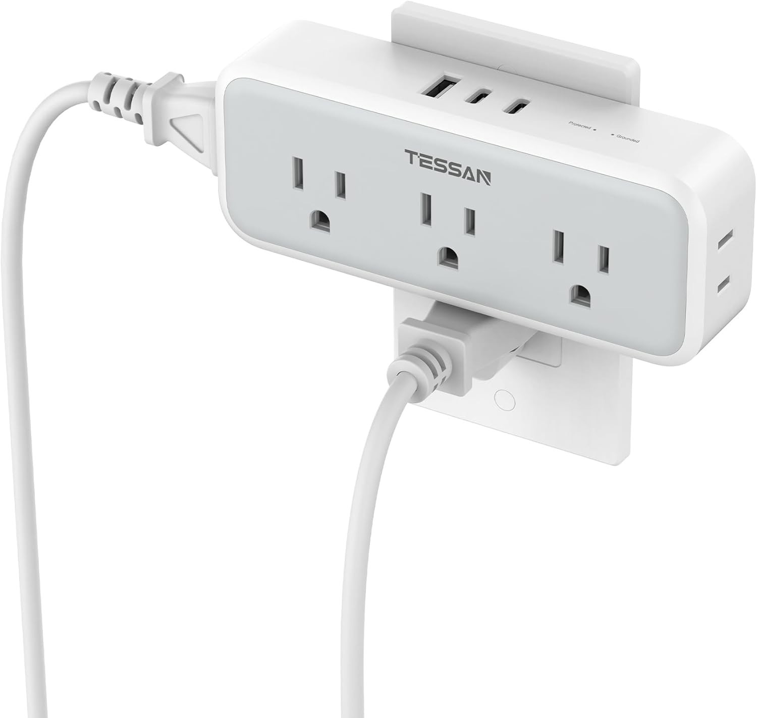5-Outlet Surge Protector Wall Charger with 3 USB Ports – Ideal for Home & Office