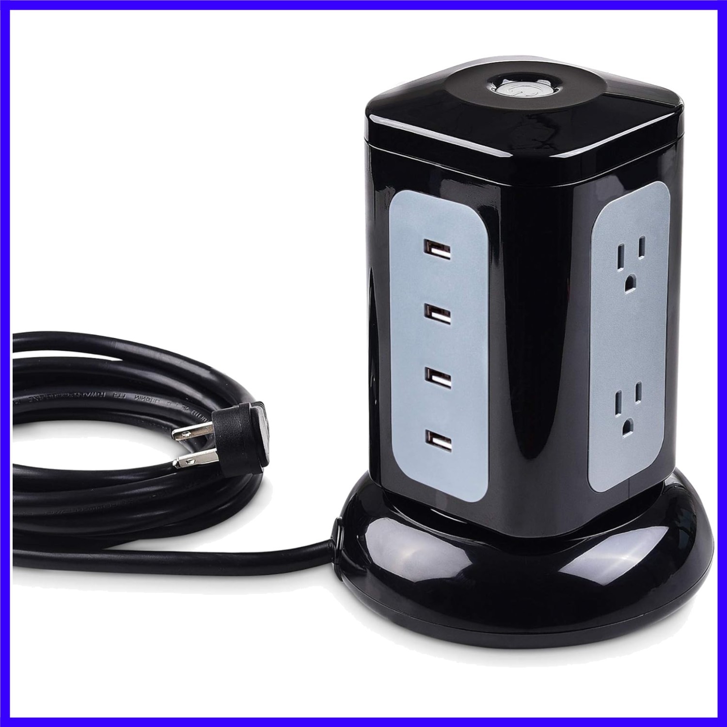 6 Outlet Surge Protector Tower with 4 USB Charging Ports 4.2A in Total and 10…