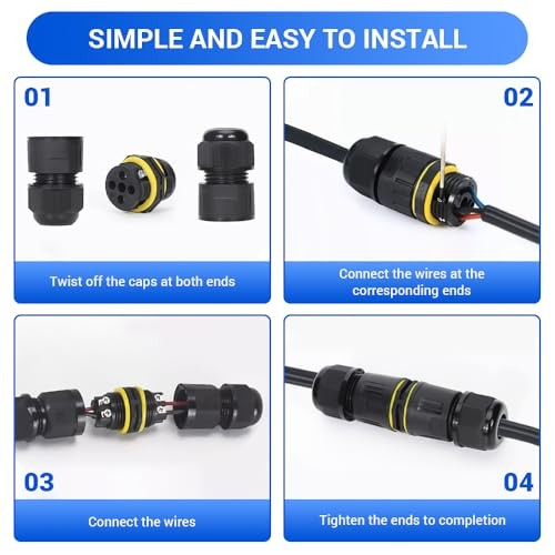 2Pcs 4-Core Screw Terminal IP68 Waterproof M25 4Pin 10-14 25A T-Type Three-Way