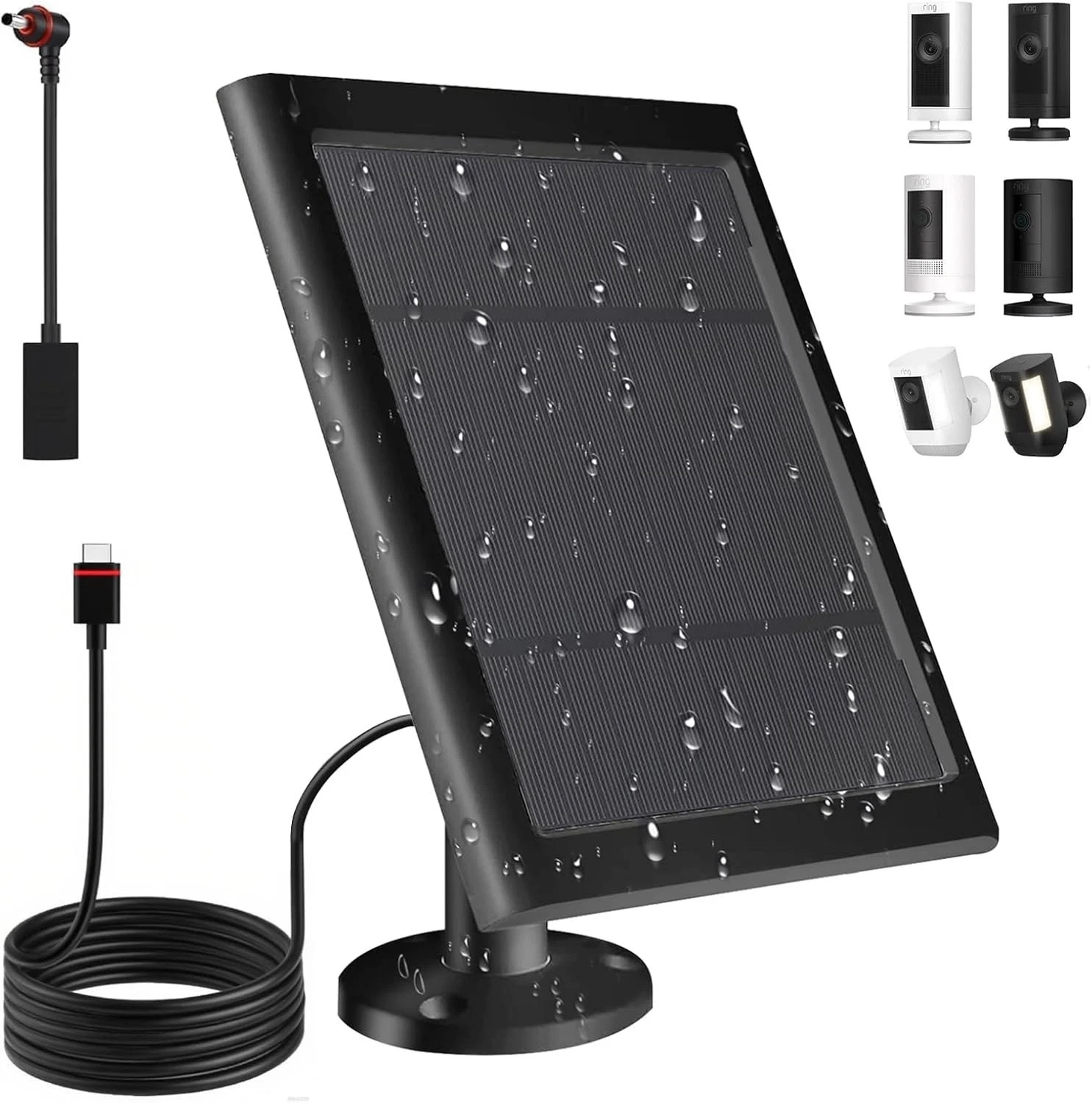 Solar Panel for Ring Camera(2nd Generation) Dustproof Waterproof Black 1 Pack