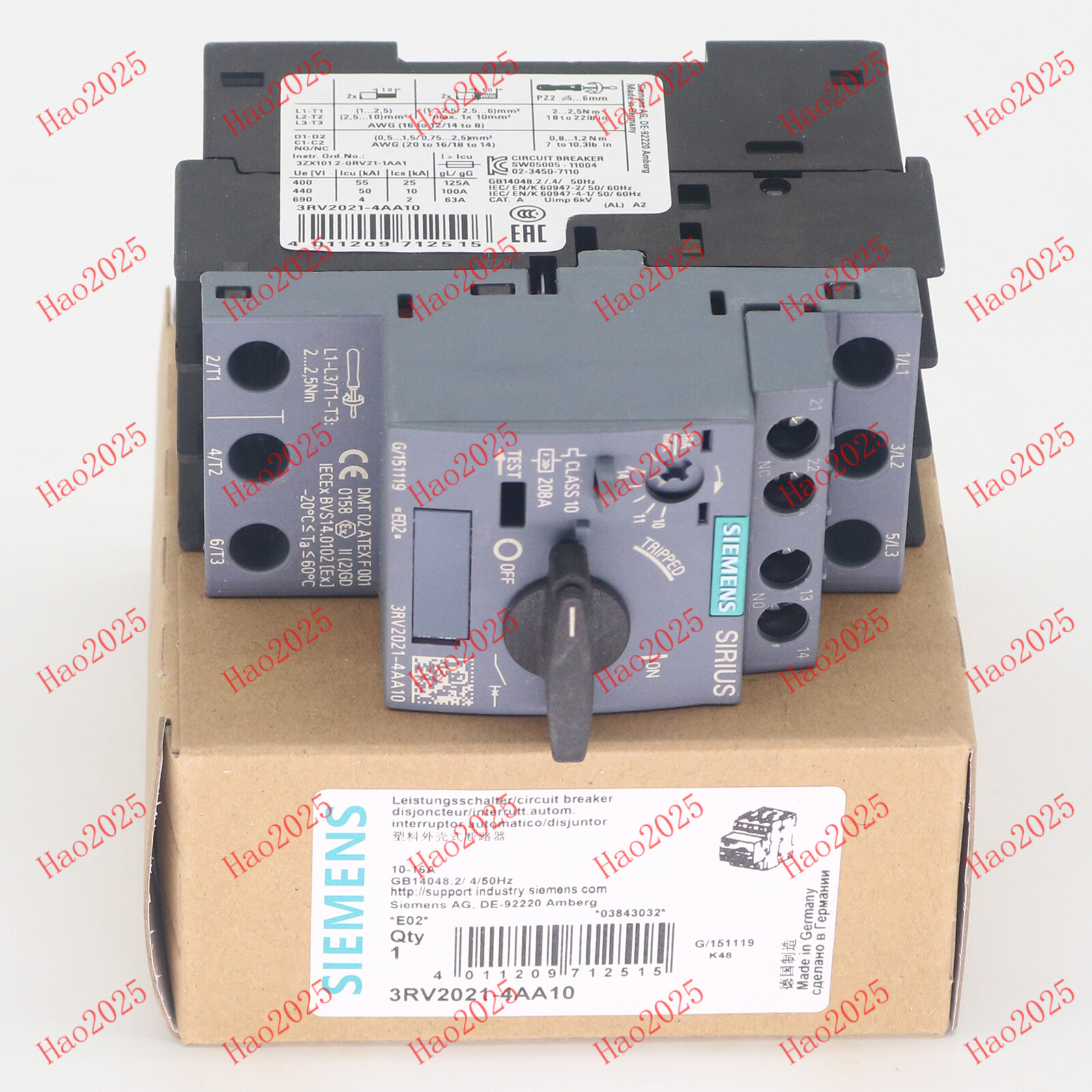 New SIEMENS in box breaker 3RV2021-4AA10 3RV2 021-4AA10 1 year warranty