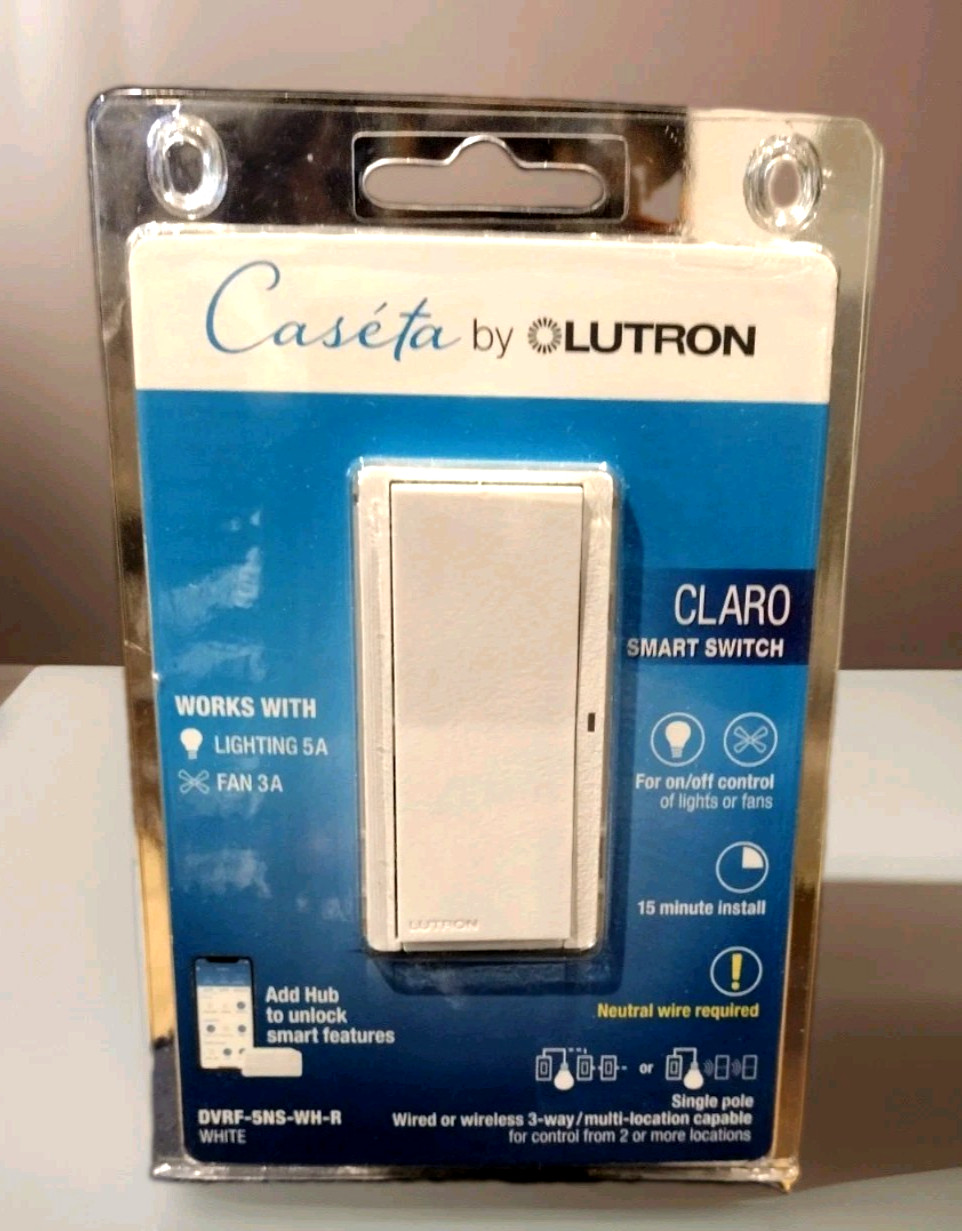 Lutron Caseta Claro Smart Switch – WhiteDVRF-5NS-WH-R – NEW/SEALED – FREE SHIP