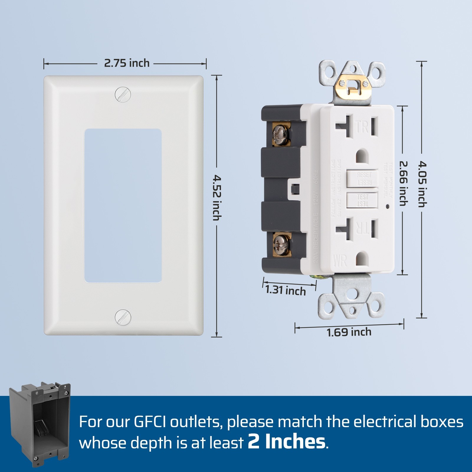 DEWENWILS 5 Pack 20 Amp GFCI Outlet, Self-Test GFI Receptacles w/ LED Indicator