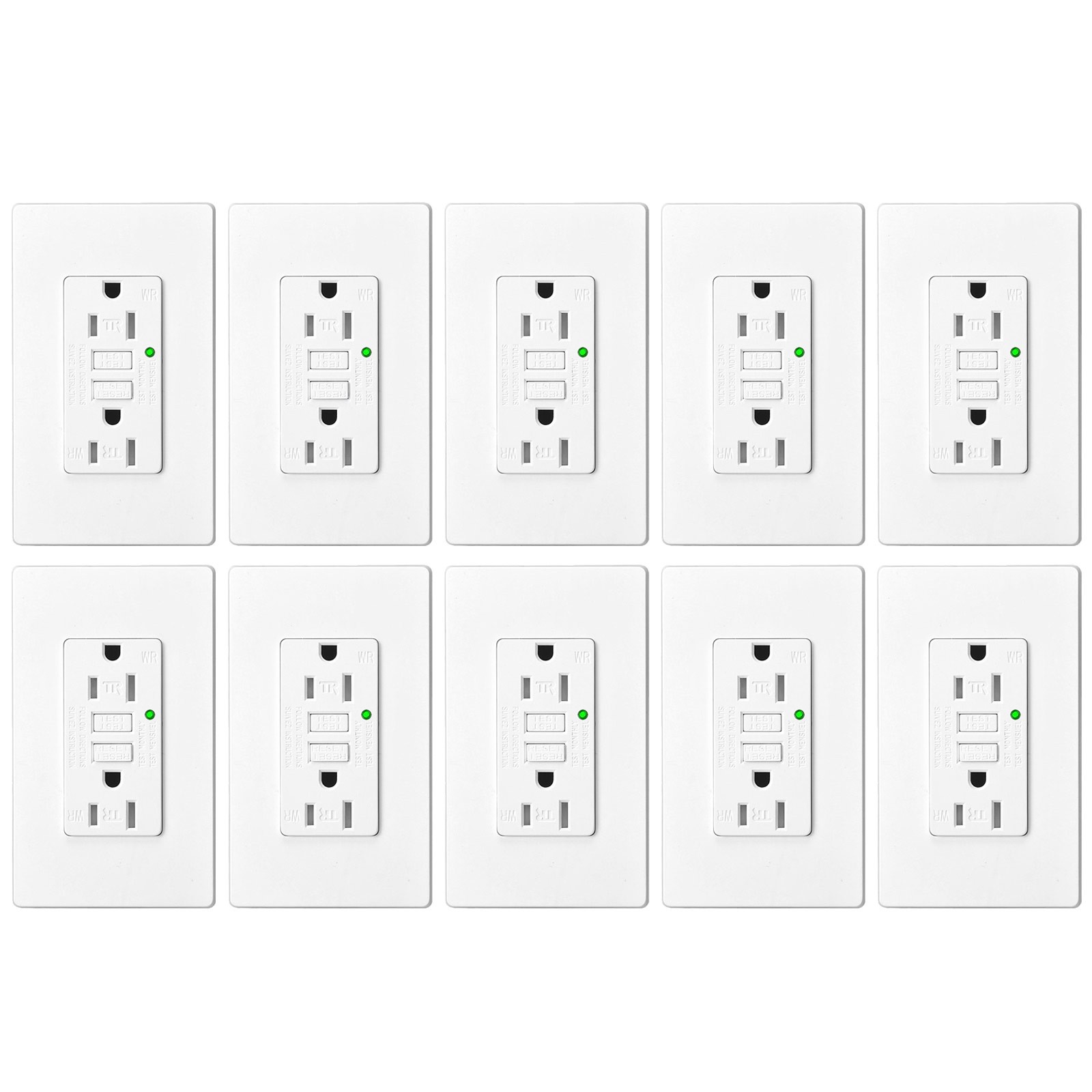 10 Packs 15AMP GFCI Outlet Receptacle Tamper Weather Resistant – ETL Listed GFI