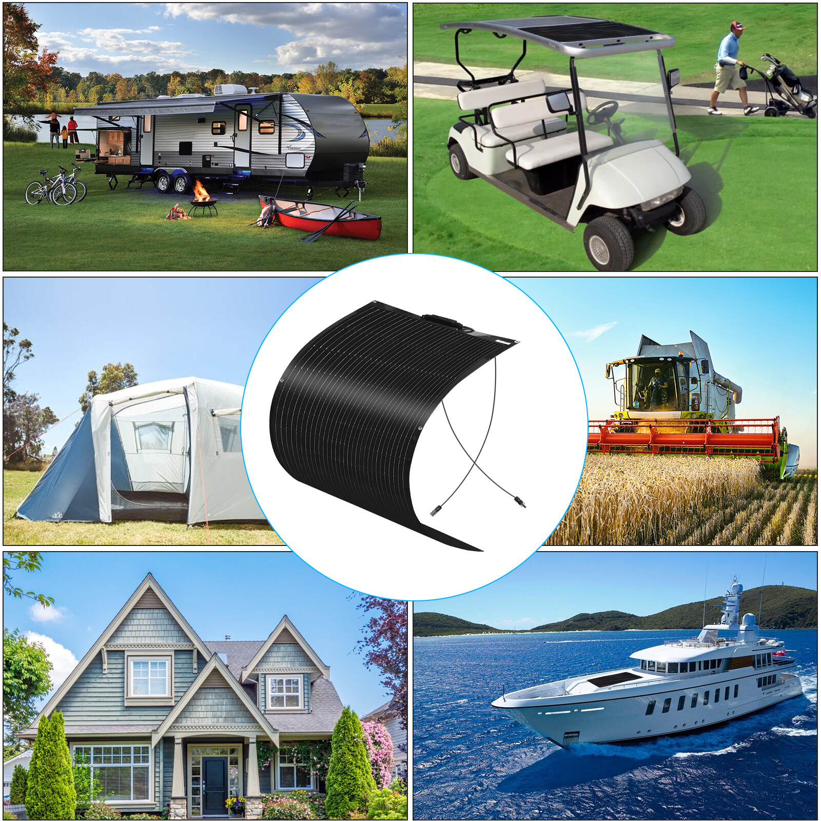 100W Watt Flexible Solar Panel 12V Mono Bendable Off-Grid Power Charger for Boat