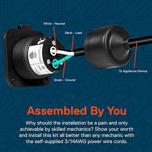 True Mods 15A Flanged Inlet Shore Power Supply Receptacle Plug for Inlet Only