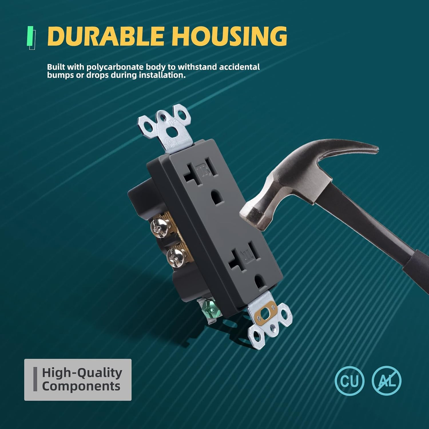 Black Decora Electrical Wall Outlets, 3-Wire, 20A 125V, 2-Pole, 10 Pack