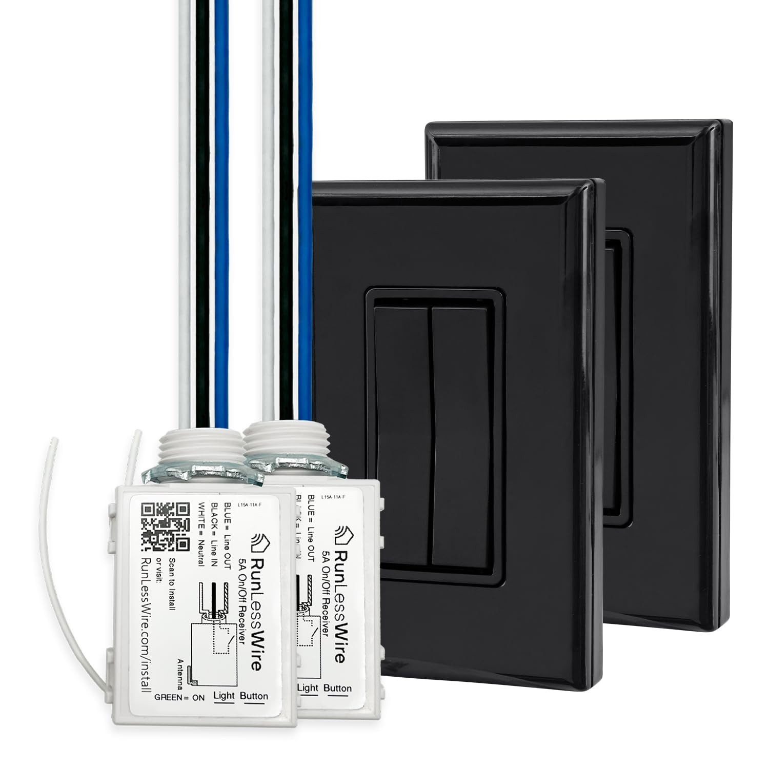 3-Way Battery-Free DIY Wireless Light Switch Kit 150Ft RF Range Self-Powered by