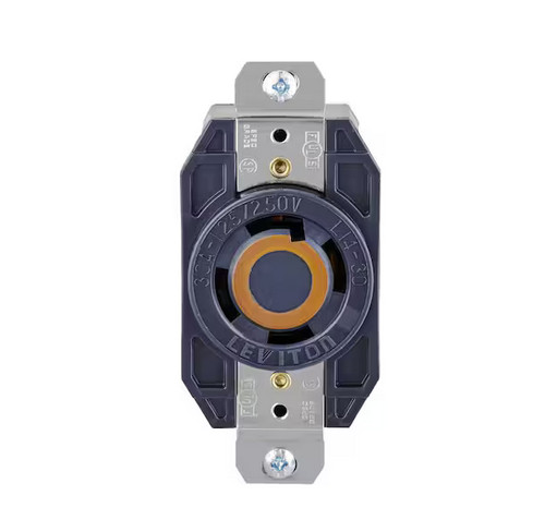 Leviton 30 Amp Nylon Locking Single Outlet, Black 2710-BX 125/240V