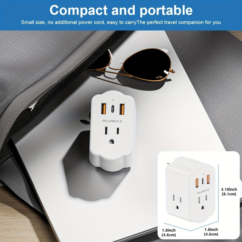 Multi Functional Wall Socket With 2 USB Ports, 1 Type-C Port, And 3 AC Plug Port