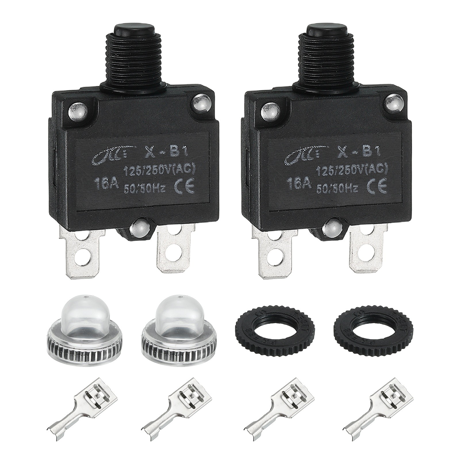 2 Pack X-B1 16Amp Circuit Breaker Manual Reset Push Button Overload Protector