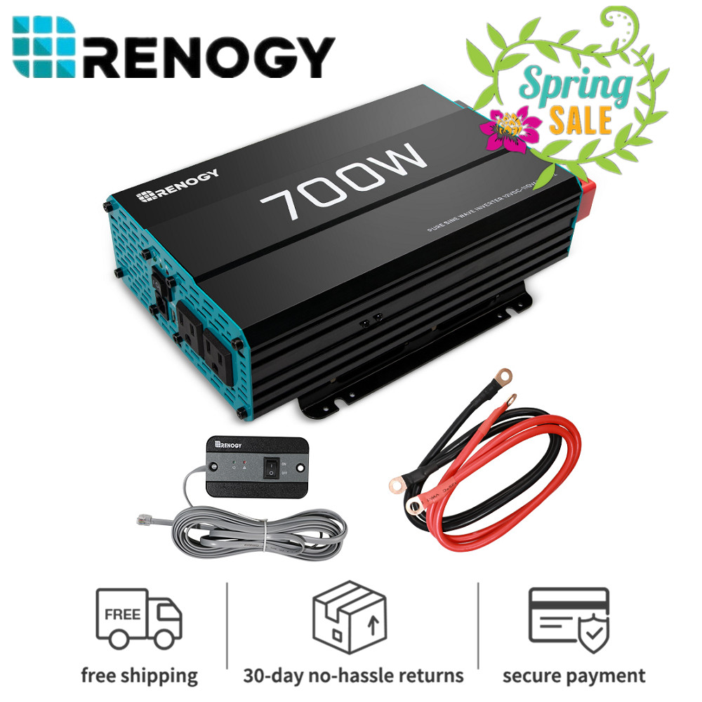 Renogy 700W Pure Sine Wave Inverter Remote Controller 12V DC to 120V AC for RV