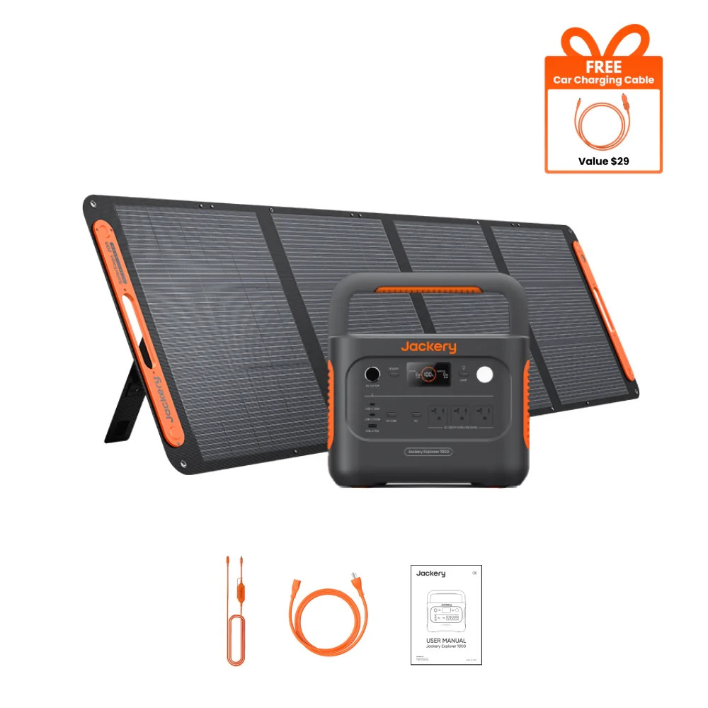 Jackery Explorer E1000V2 Solar Generator with SolarSaga 200W Solar Panel