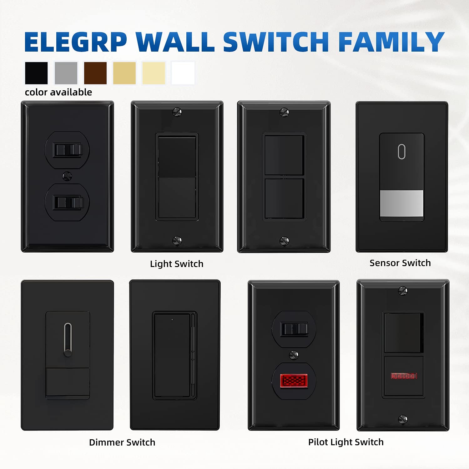 ELEGRP Decorator Double Rocker Light Switch, Screw Wall Plate Included, Black