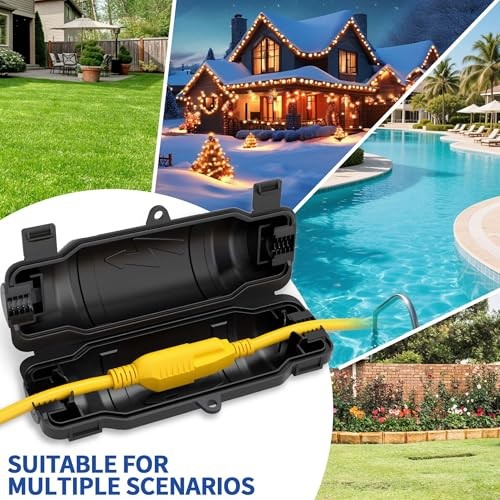 Outdoor Extension Cord Safety Cover with Waterproof Seal IP54 3 Pack Black