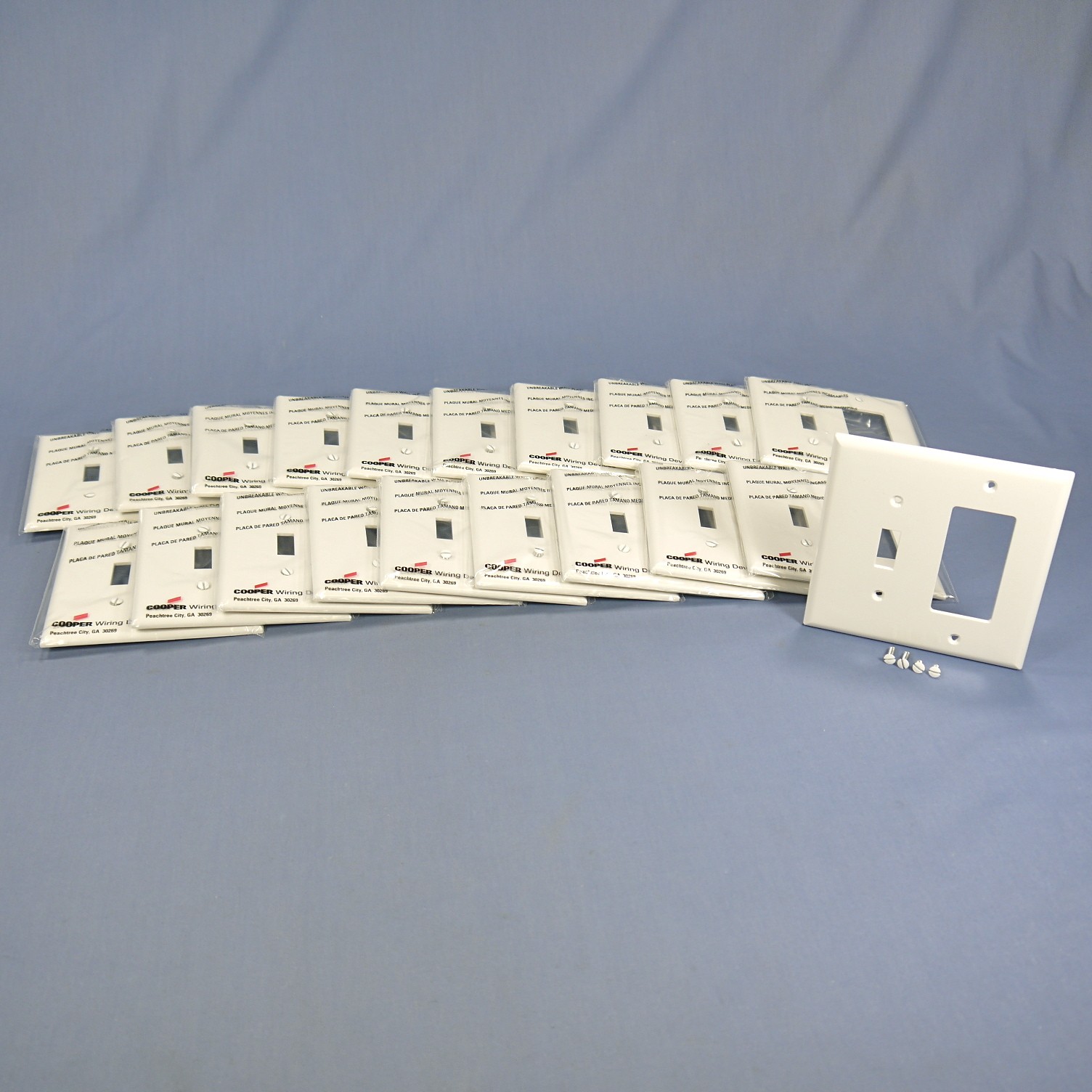 Cooper PJ126W White 2-Gang Mid-Size Toggle Decorator Outlet Nylon Wallplate 20pc