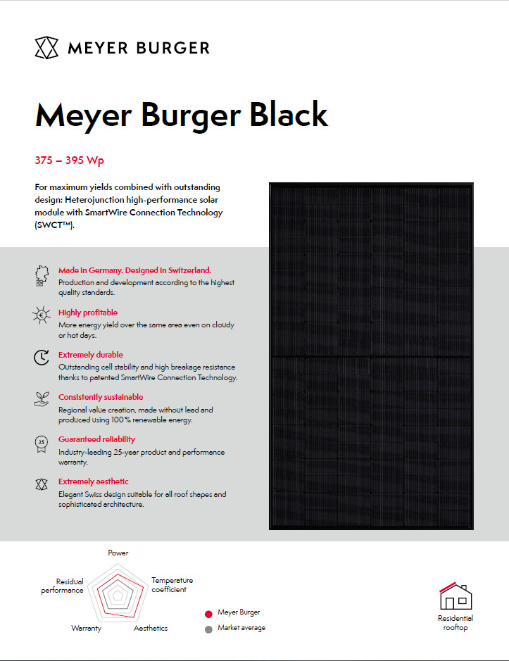 Meyer Burger 390 Monocrystalline Solar Panel Black Frame
