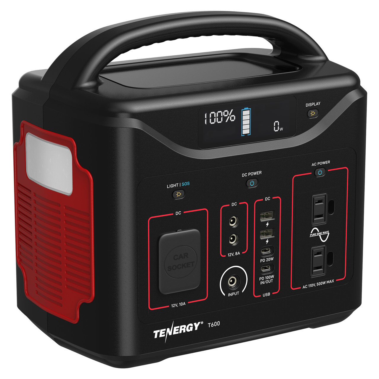 Tenergy T600 600Wh Portable Power Station for Camping Emergency Solar Car Wall