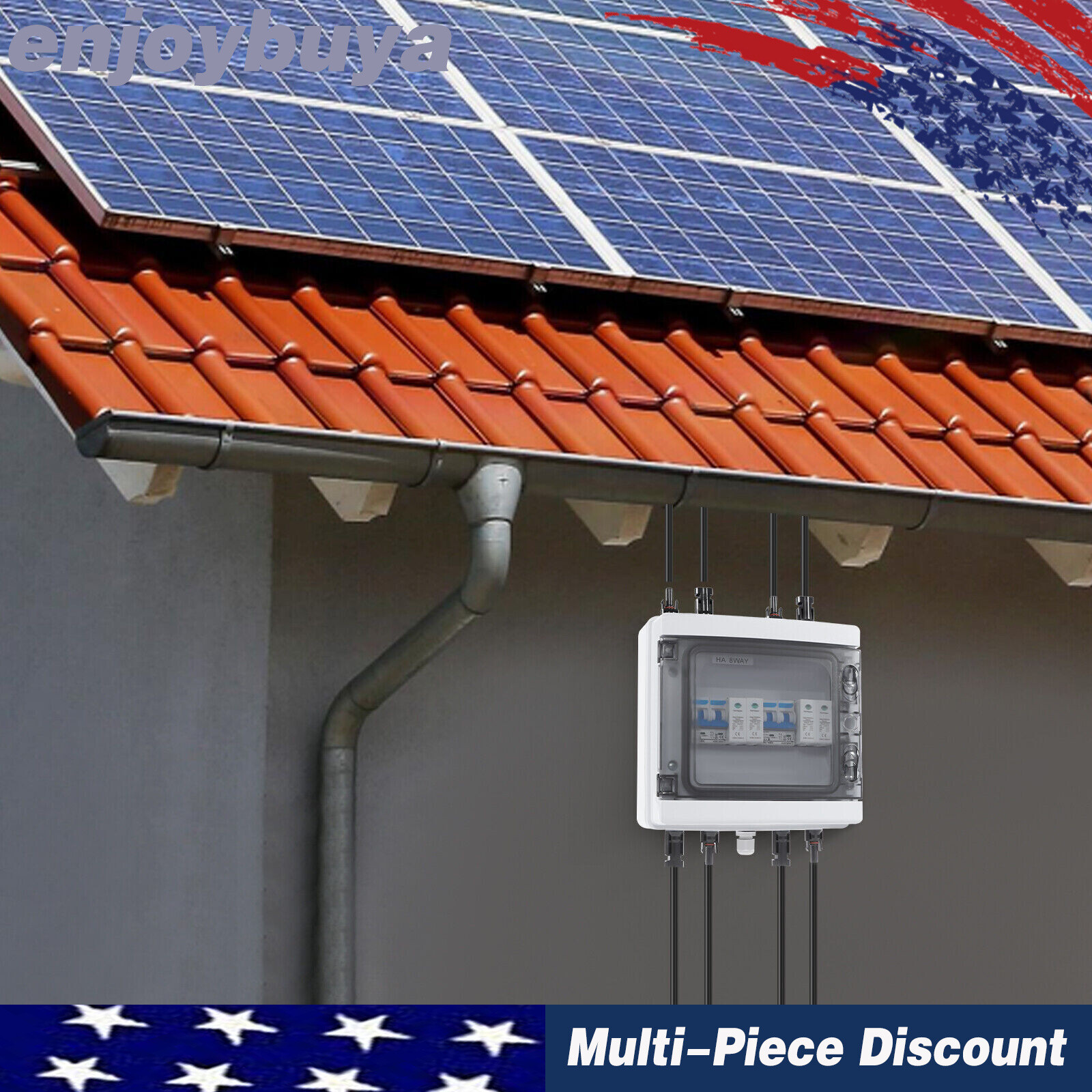 2 Strings Solar Combiner Box with Manual Disconnect and Surge Protection