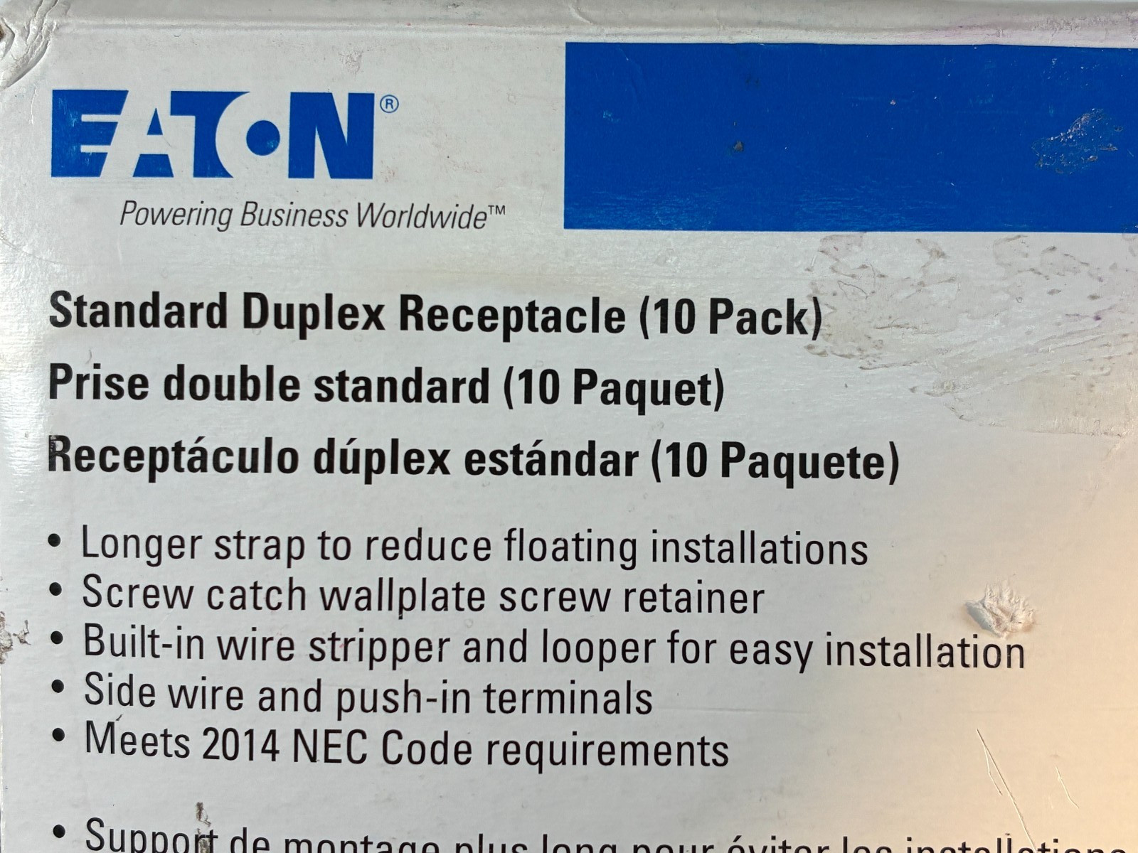 Tamper Resistant Duplex Receptacles White (10-PACK) 15-Amp 125V Eaton TR270W NIB