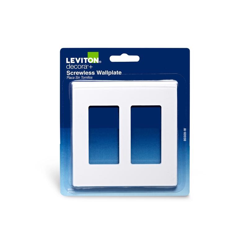 Leviton C42-80309-0SW Decora White Polycarbonate 2-Gang GFCI/Rocker Wallplate