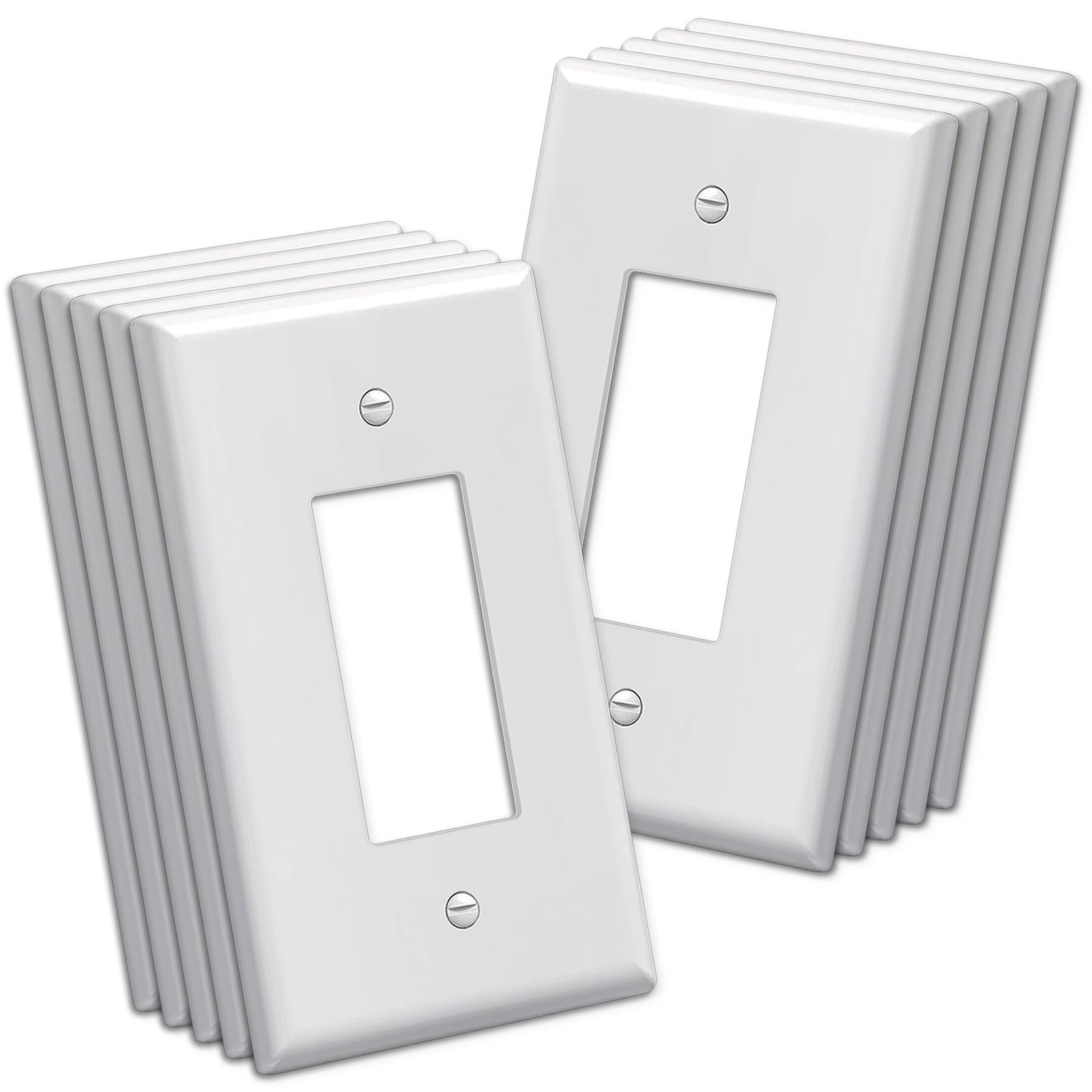 10 Pack 1-Gang Oversize Decor Wall Plate, Jumbo Unbreakable Polycarbonate Decora
