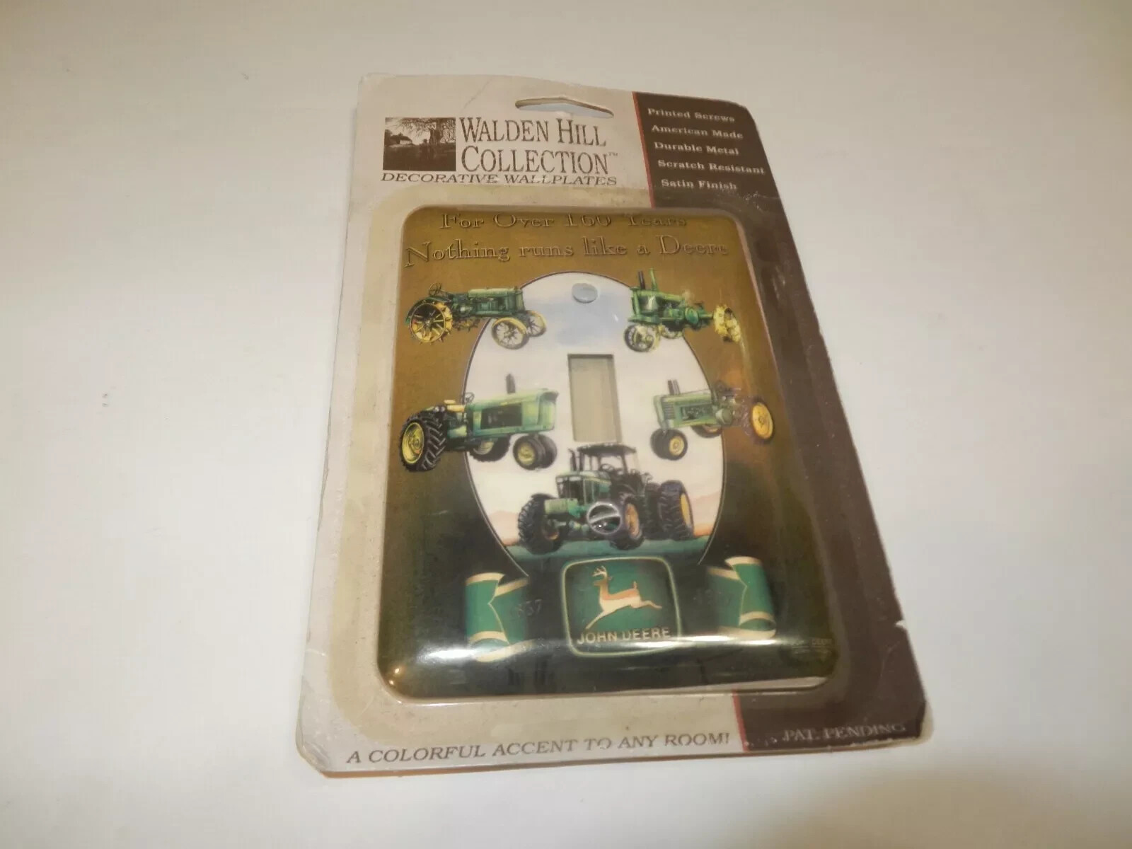 John Deere Metal Light Switch Cover (5″x3.5″) 160 Years Nothing Runs Like a Deer