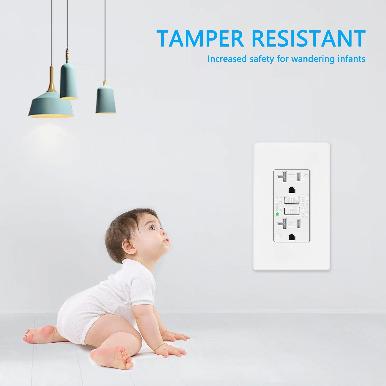 20A/125V GFCI GFI Safety Outlet Receptacle w/ Wall Plate – White Black ETL WR TR